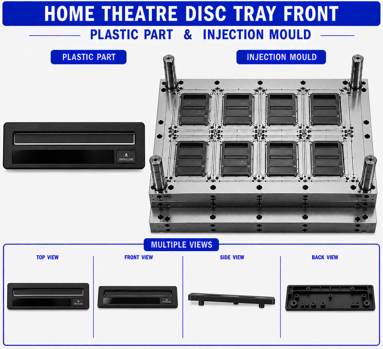 Home Theatre Plastic Disc Tray Front Mould and Moulding Service